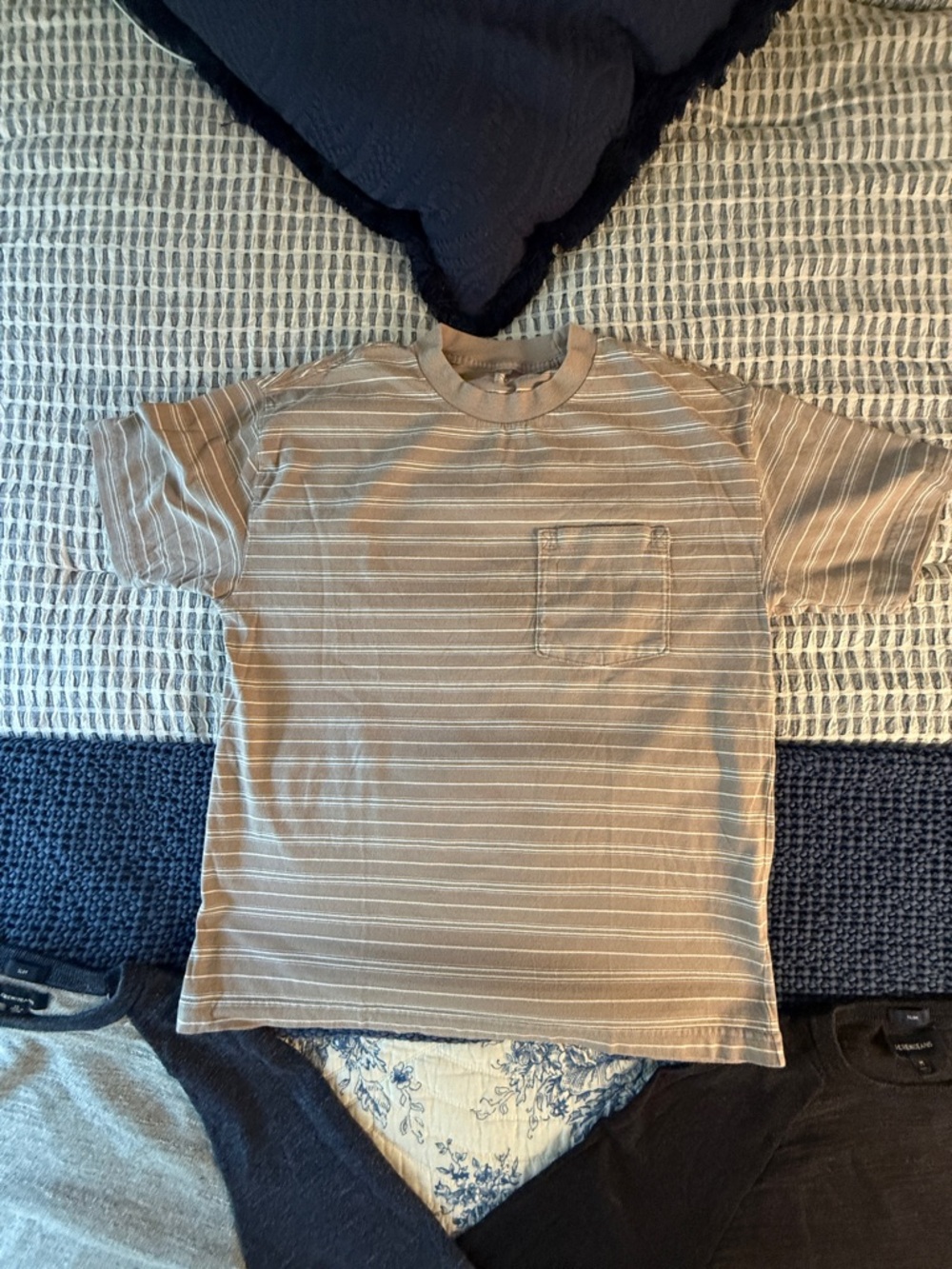 Abercrombie & Fitch Tan Striped Pocket Tee